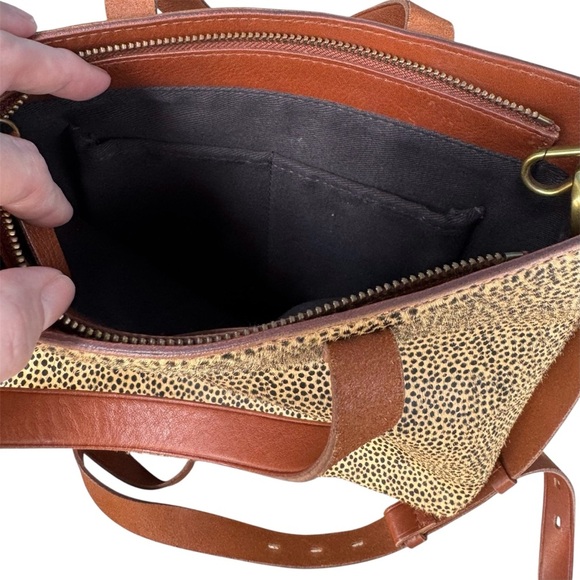 Madewell The Zip-Top Small Transport Leather Crossbody Bag Spotted Calf Hair - Picture 10 of 11